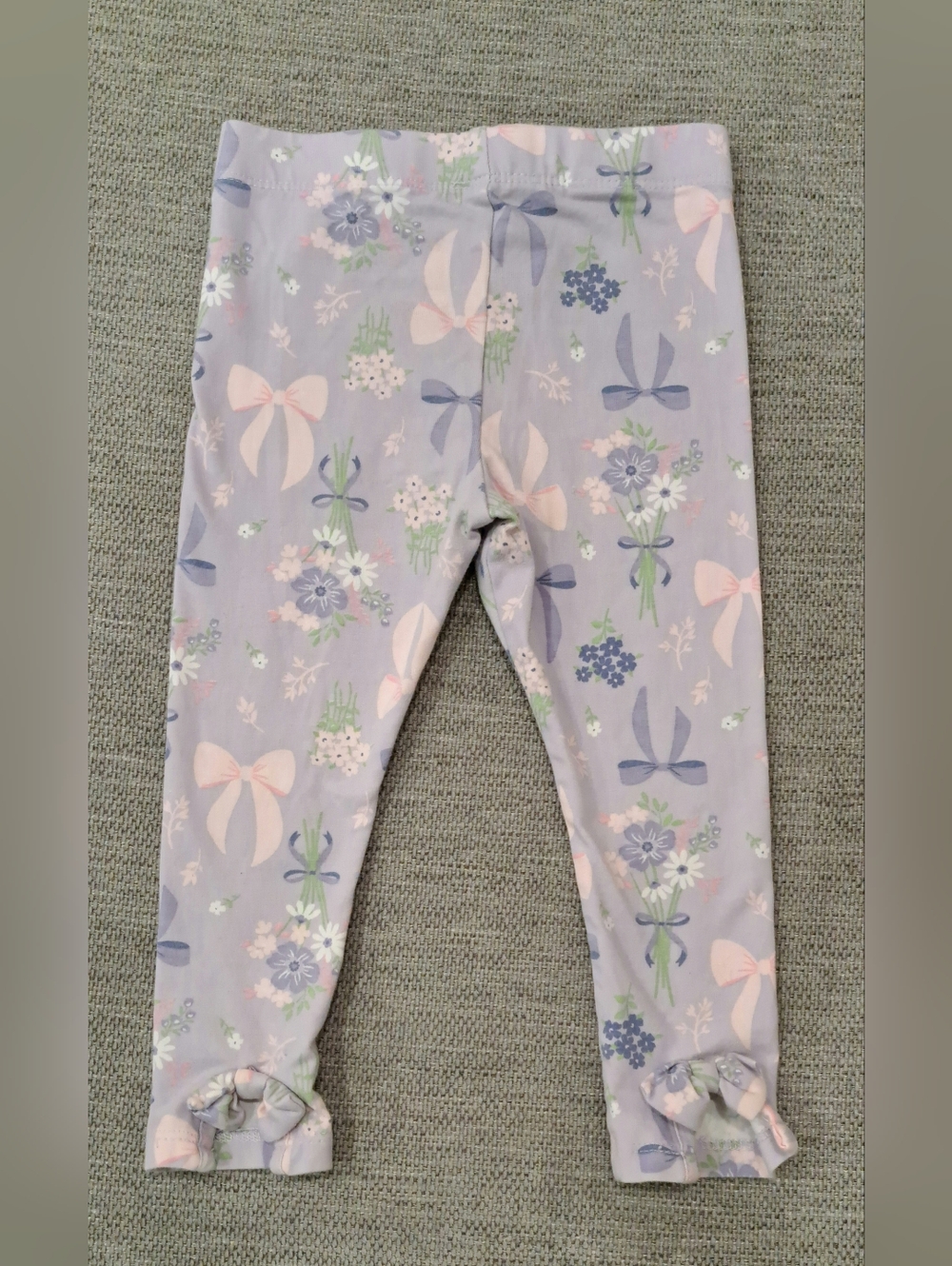 2/$10 Purple Floral Leggings Tights With Bows
